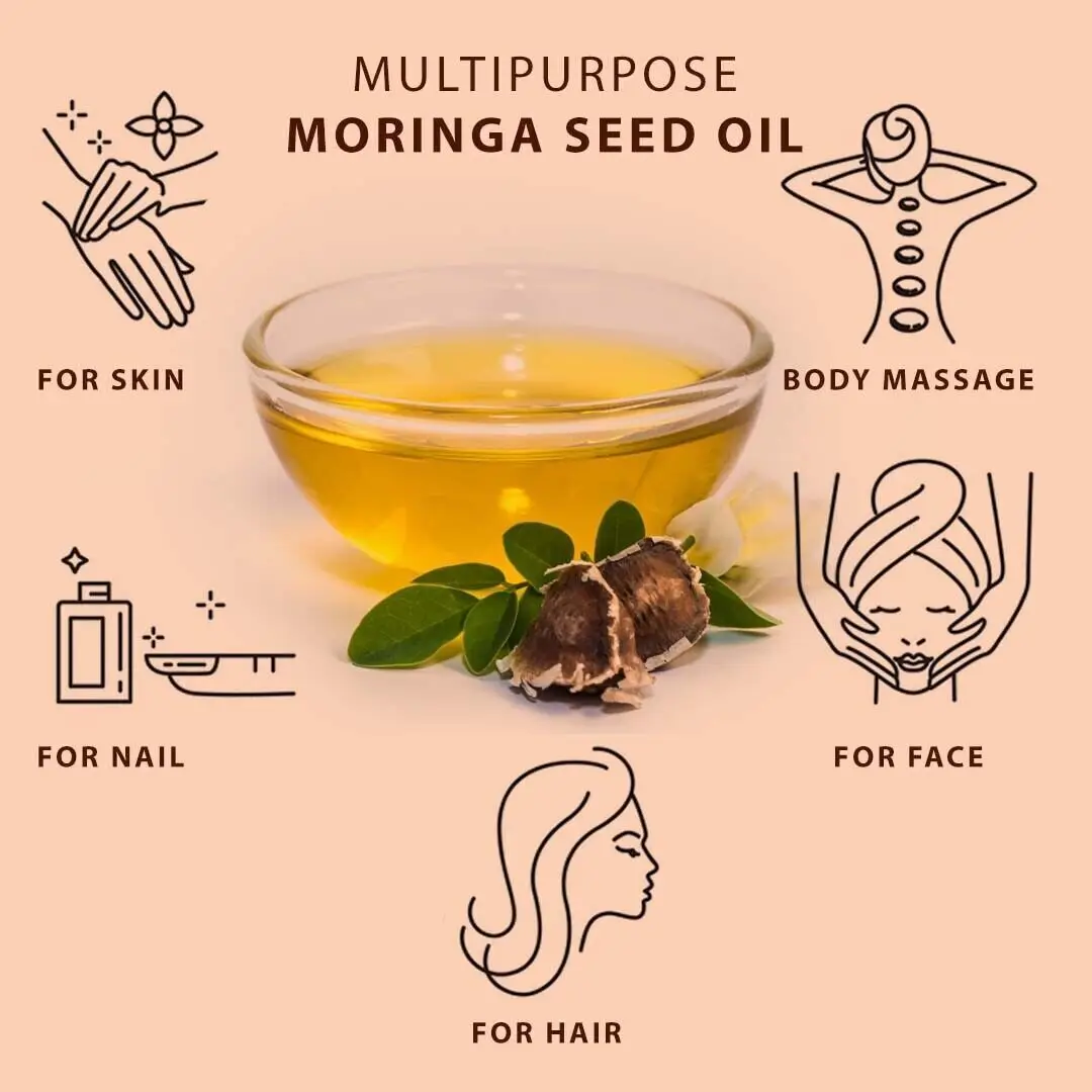 100% Pure Organic Moringa Seed Oil Promote Hair Growth Hair, Skin, Body Massage Aromatherapy