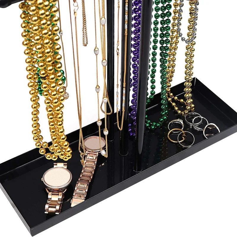 Jewelry 3 Layers Desktop Display Manager 3 Pole Metal Tree Adjustable Earring Necklace Bracelet Storage Rack