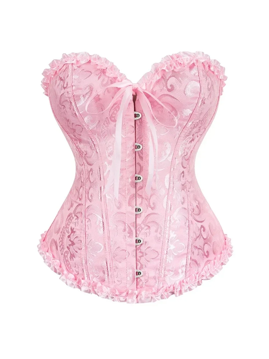 Women Sexy Corsets Bustiers Floral Lace Tops Shapewear Vintage Corset Gothic Satin Lingerie Corselet Overbust XS - 6XL