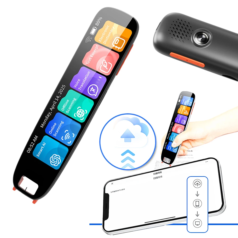 

Многофункциональная ручка-словарь с аккумулятором 820 мАч, ручка для перевода без подключения к интернету, сенсорный экран 4,18 дюйма, ручка-помощник для чтения для учебы, путешествий и бизнеса
