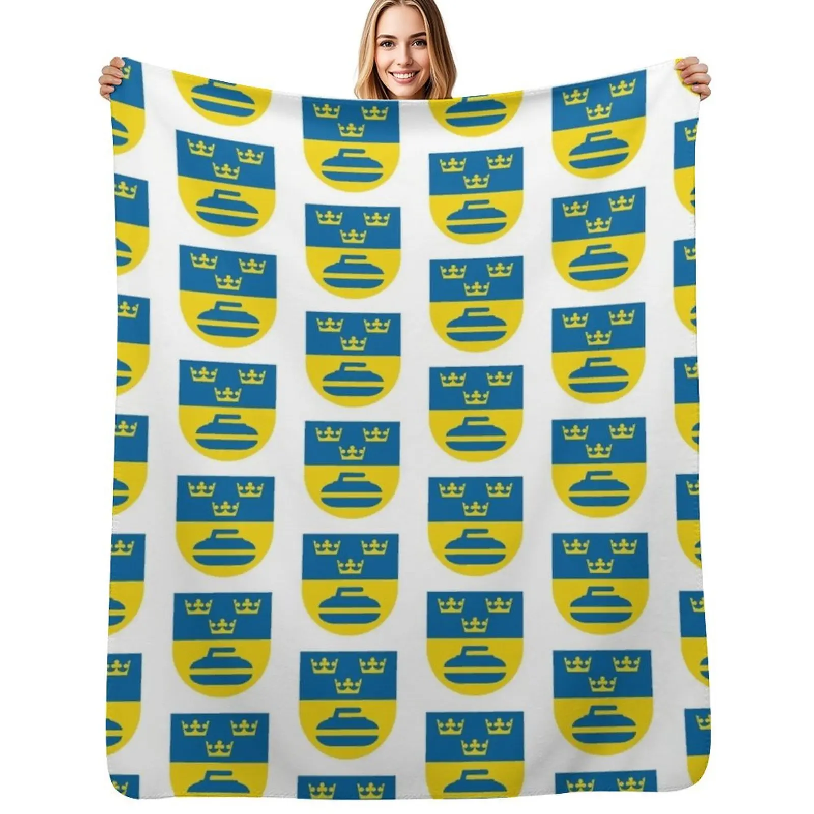 

Sweden curling icons Throw Blanket Giant Sofa Plaid Soft Plush Plaid Shaggy Blankets