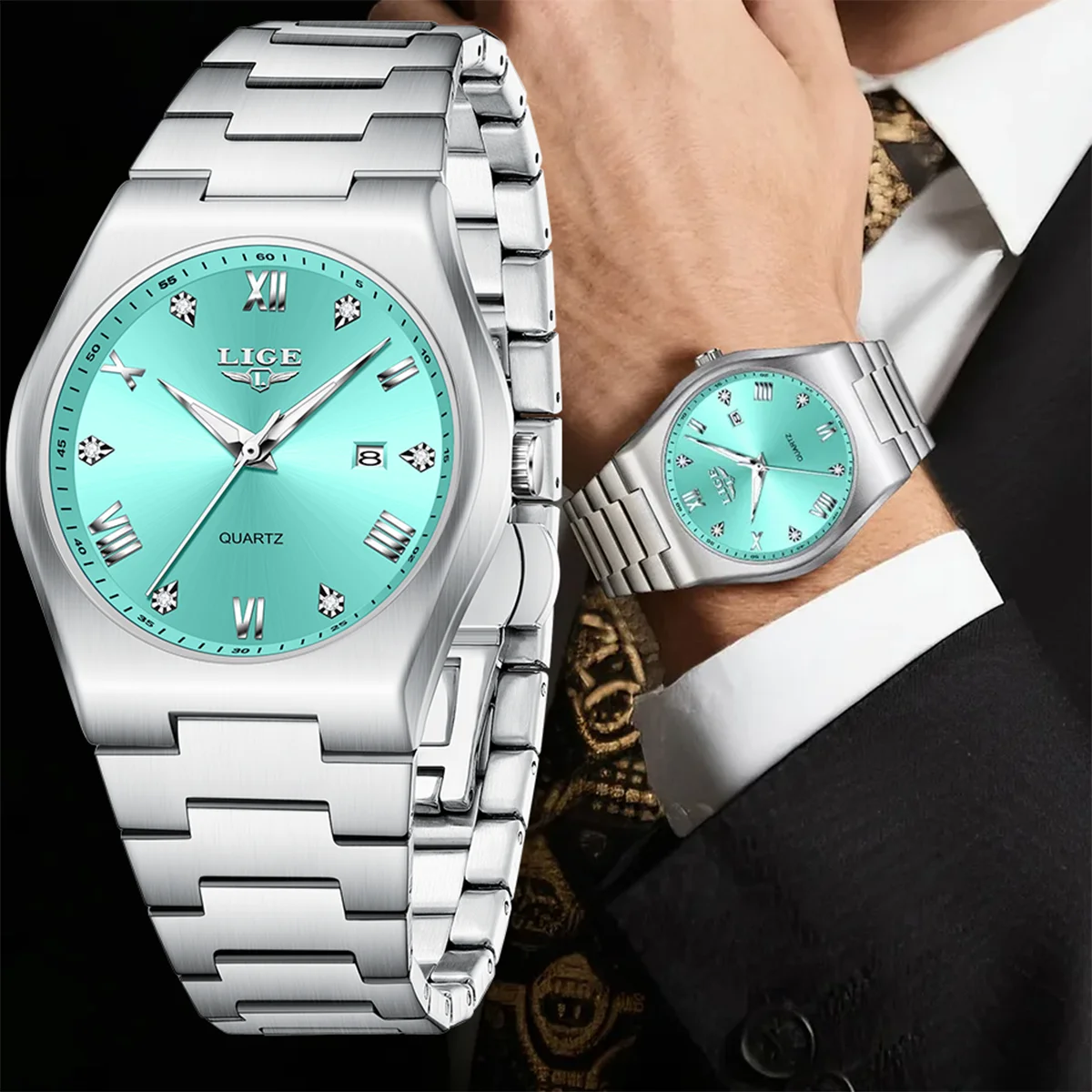 

Мужские роскошные часы LIGE Sport, модные деловые кварцевые наручные часы, водонепроницаемые до 30 м, светящиеся часы с датой, мужские часы Reloj Hombre + коробка