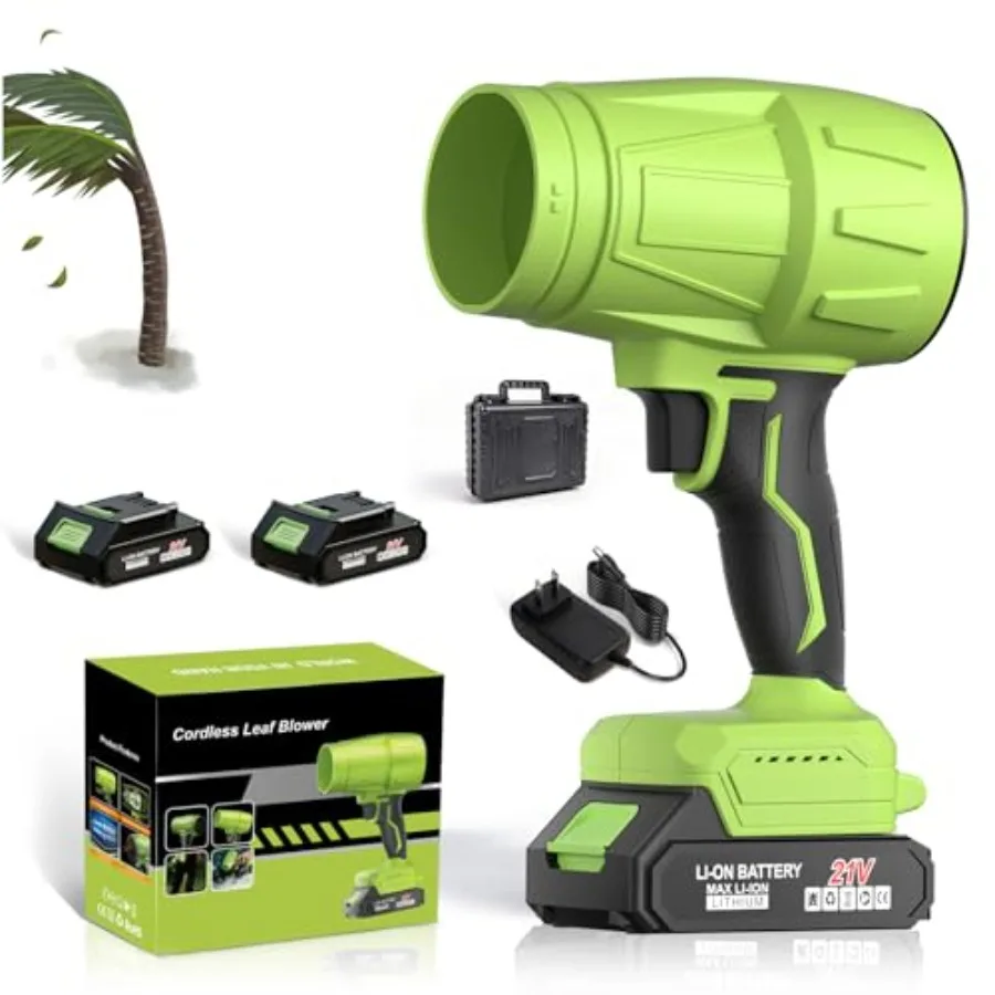 

990, 000 RPM 21V Cordless Leaf Blower with 2×6.0Ah Batteries - Handheld Electric Blower for Patio Cleaning, Car Drying, Leaves