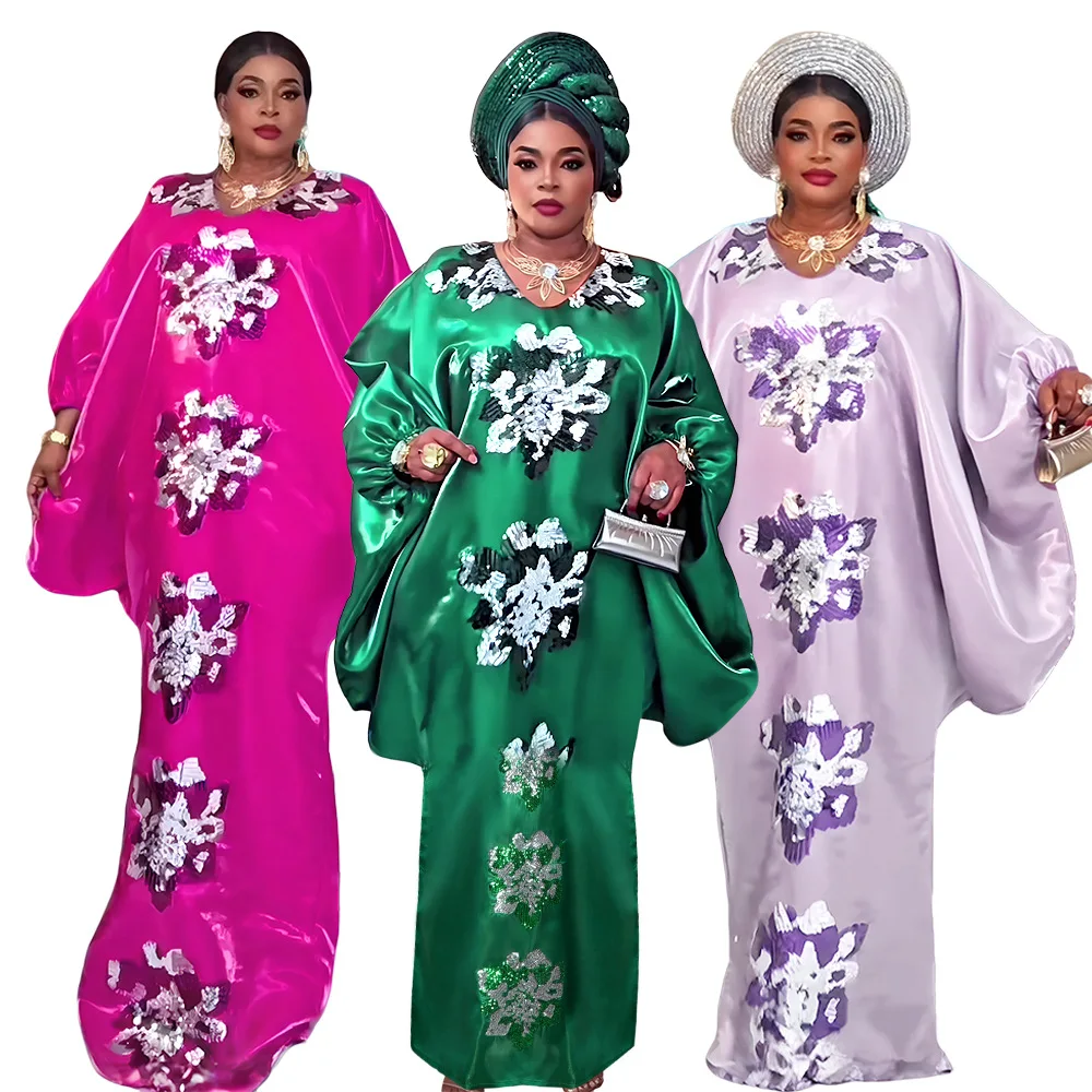 

Африканские женские блестящие платья с рукавами-крылышками, с пайетками, традиционные африканские длинные вечерние платья, анкара, дашики, марокканский кафтан, вечернее платье