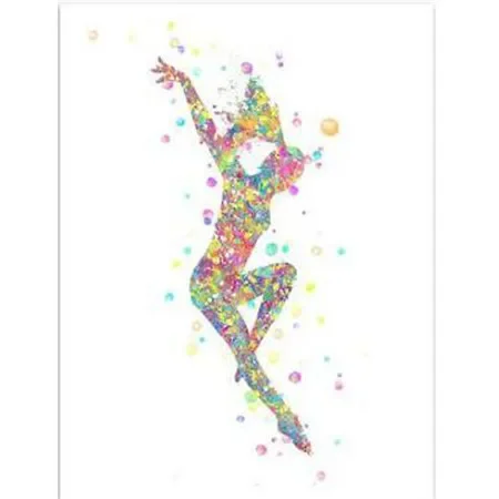 Plakat z akwarelowym nadrukiem gimnastyki, grafika gimnastyczna, piękny plakat dekoracyjny do pokoju dziewczynki/salonu