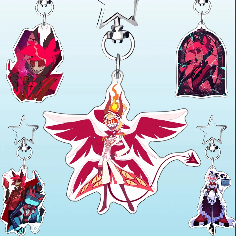 

Новая модель акрилового брелока с персонажами аниме Люцифер, Аластор, Вокс, подвеска для рюкзака, классическое украшение, милый мультяшный подарок