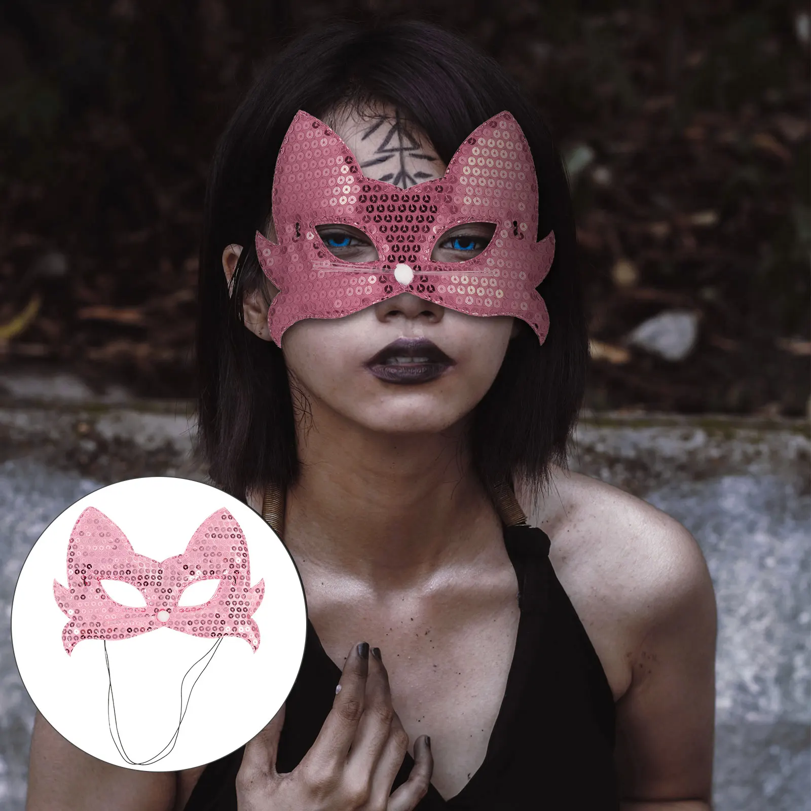 

5 Pcs Masks Halloween Cosplay Party Sequin Half Face Japanese Style Masquerade Super Soft Elastic B Lightweight