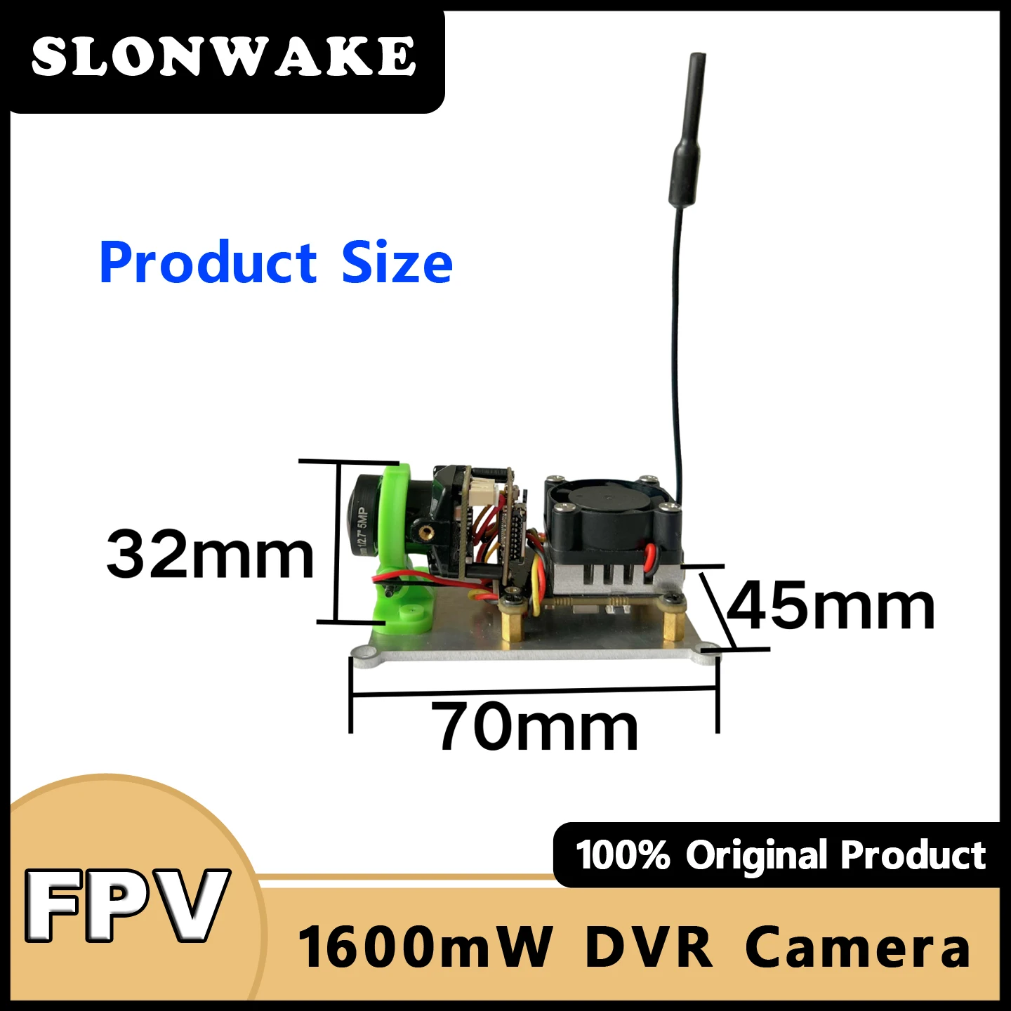 SLONWAKE 5.8G 48CH 200/500/1000/1600mW 조절 가능한 송신기 카메라 AIO DVR 녹화 800*480px 지원 64G TF 카드 RC FPV용