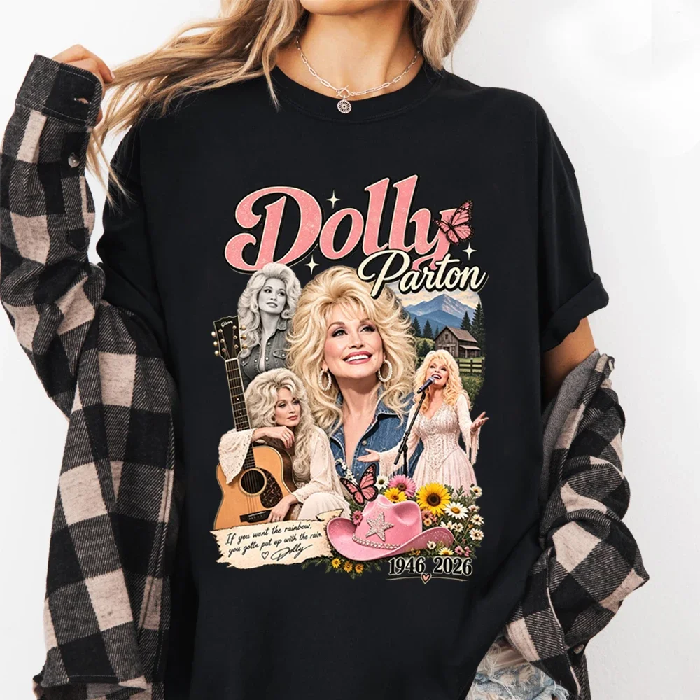 Dolly Parton Memorial T-shirt Man Harajuku Short Sleeve O-neck Casual Shirt Large-sized Loose T-shirt Women's Tee Men Clothing