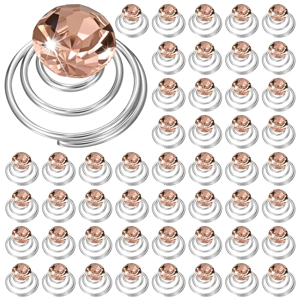 

60 Pieces Rhinestone Crystal Twisters Set Spiral Hair Pin Coil for Wedding, Bridal, Prom, Party and Important Occasion with