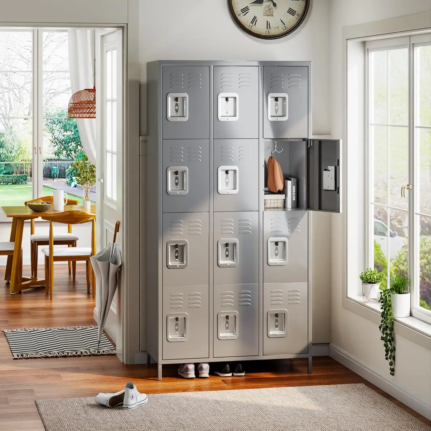 

12 Doors Metal Storage Locker for Employees, 72" H Steel Lockers for Office,Home, School, Gym,Required Assembly,Light Gray