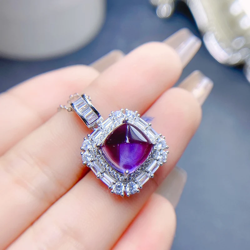 Natural Amethyst pendant necklace for women silver 925 jewelry luxury gem stones 18k gold plated free shiping items