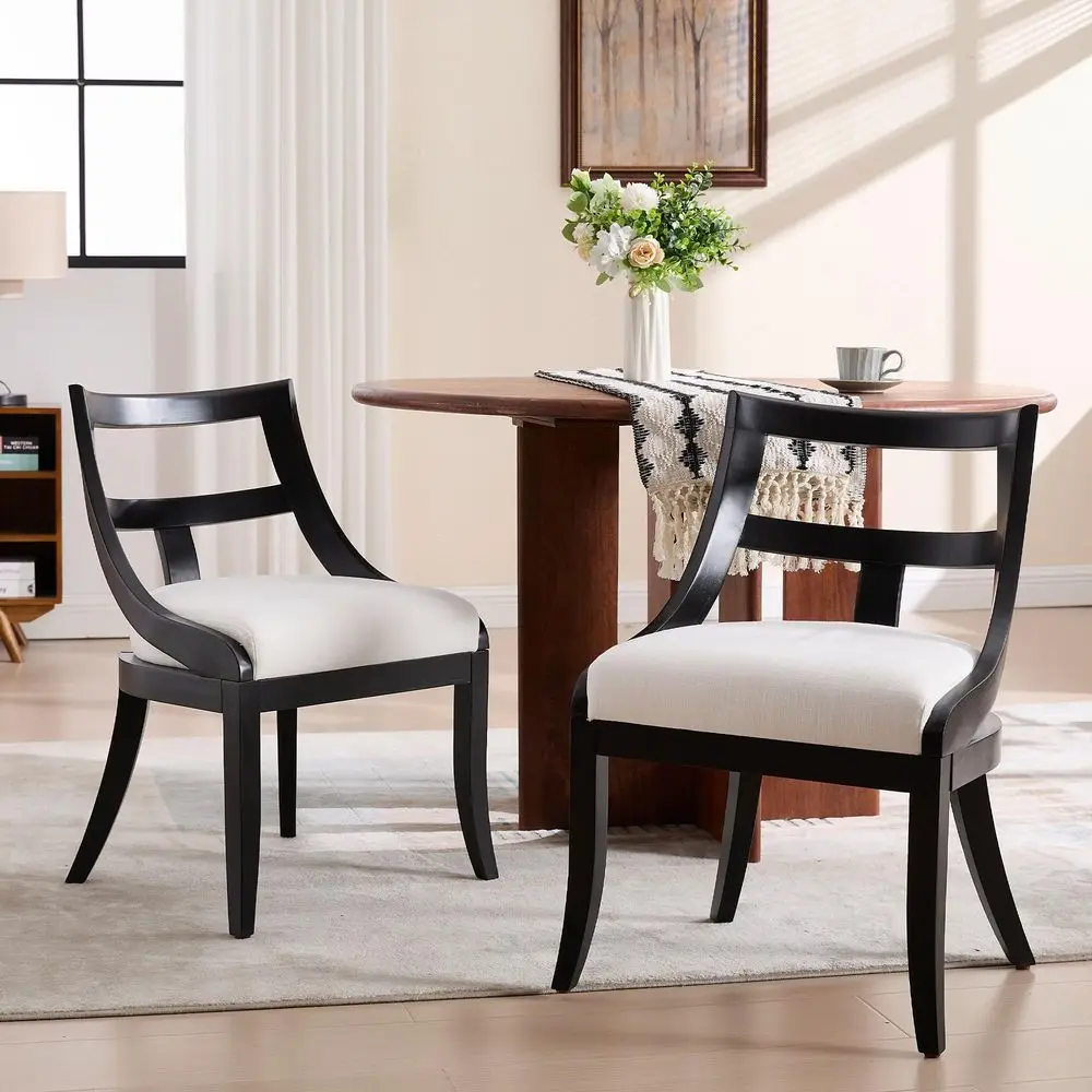 

Modern Farmhouse Dining Chairs Set of 2 Mid Century holstered Dining Chair with Wooden Curved Back Kitchen Chairs for Dining