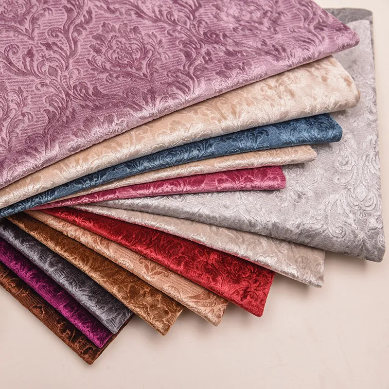 Ice Flower Embossed Velvet Fabric Thick By The Meter for Sofacovers Decoration Curtains Sewing Smooth Velour Textile Soft Plain