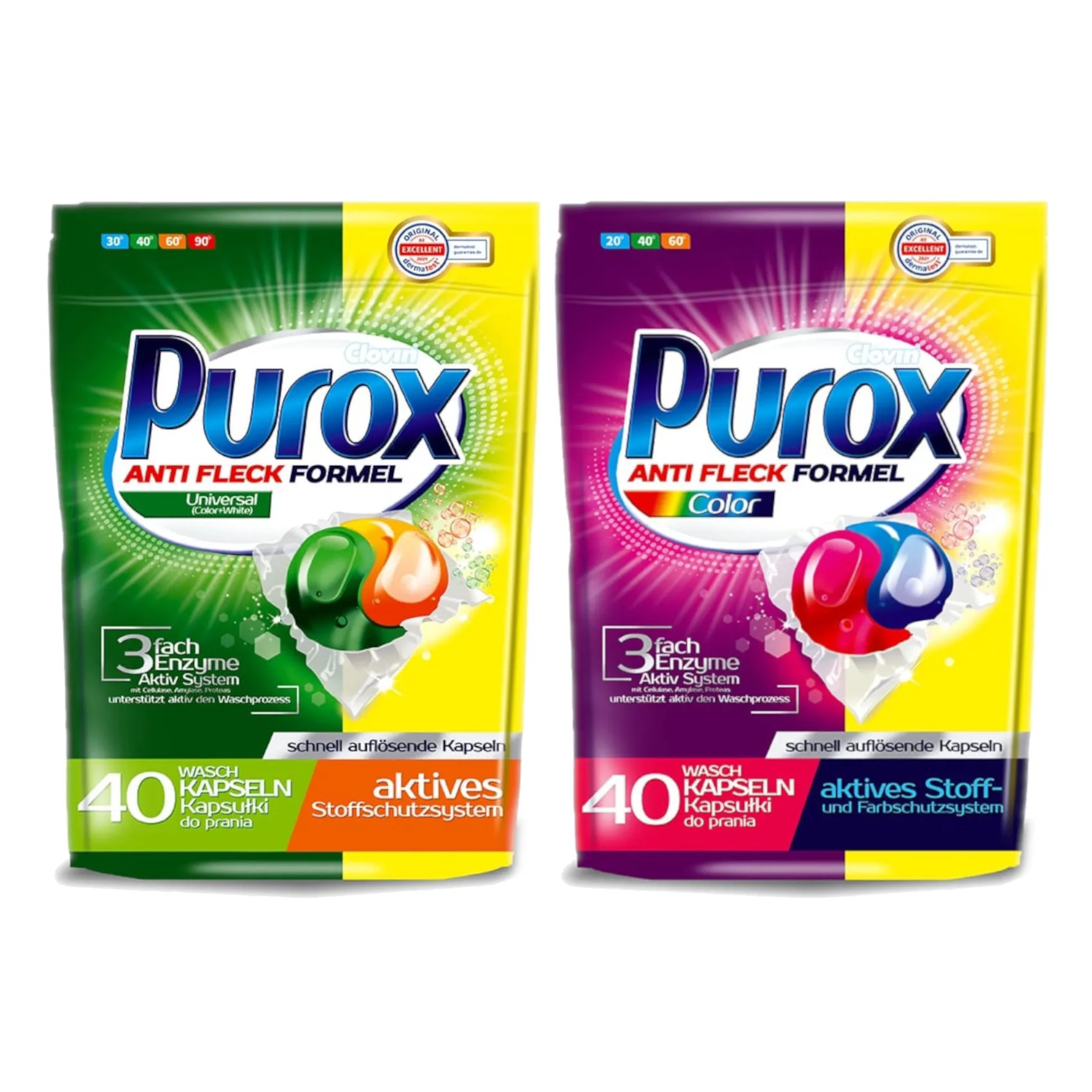 PUROX Duo Caps MIX Color + Universal Laundry Capsules 2x 40 PCs