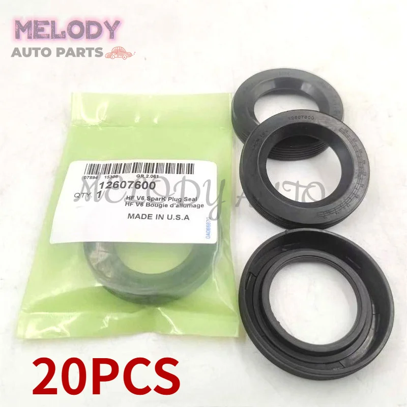 20PCS 12607600 Engine Spark Plug Oil Seal Car Repair Seal For Chevrolet Camaro Corvette Traverse Cadillac ATS XTS