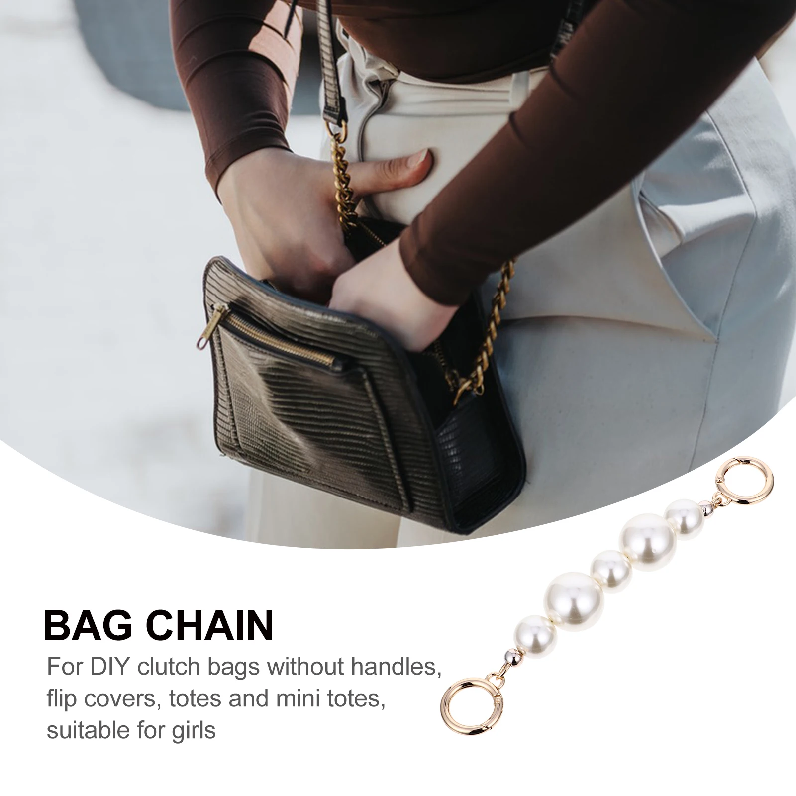 

1Pcs Pearl Bag Chain Imitation Pearl Strap Long Durable Replacement Chain for Handbag DIY Bag Accessories Extender
