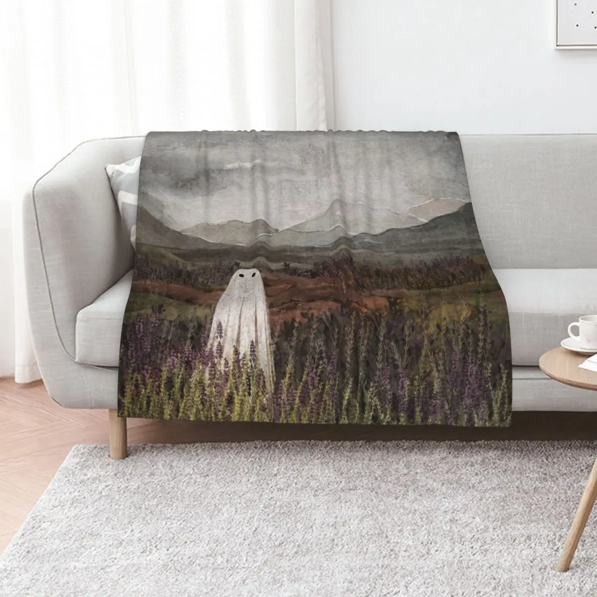 Heather Ghost Throw Blanket Decorative Throw Flannel Fabric Soft Beds Comforter Plaid Nap Blankets