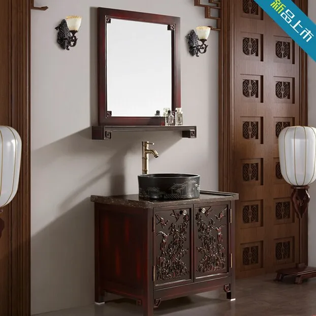 

Ming and Qing classical Chinese antique bathroom cabinet, marble hand wash face