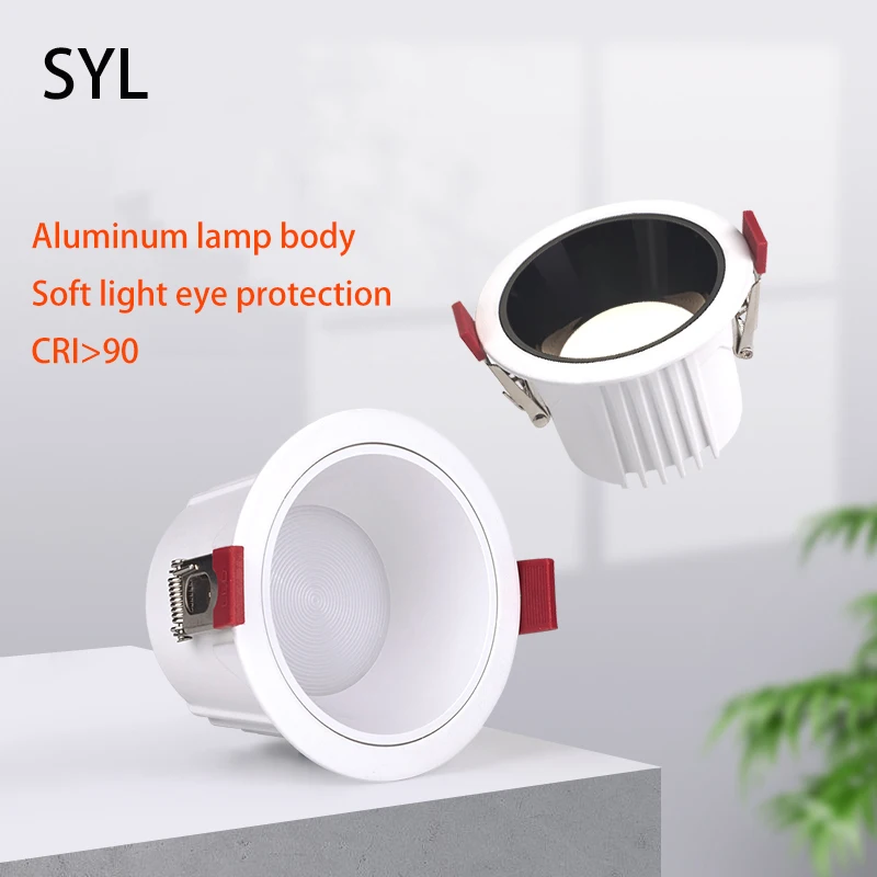 

Led Downlight Embedded Ceiling Light Round Aluminum Lamp Anti-glare Spot Narrow Border Lighting 75mm Hole For Living Room Home