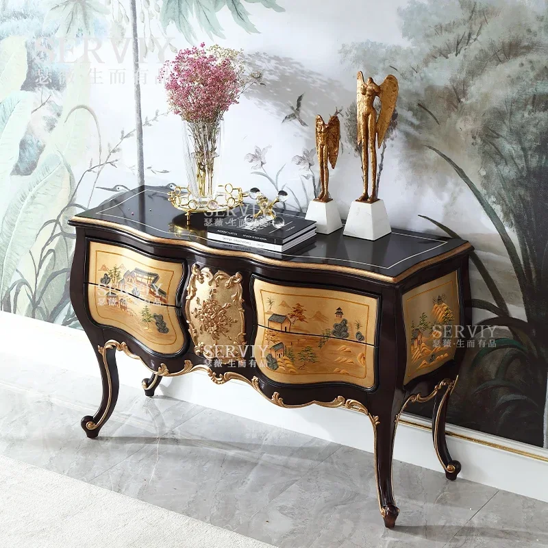 Painted luxury storage decorative entrance cabinet European-style villa multi-functional cabinet