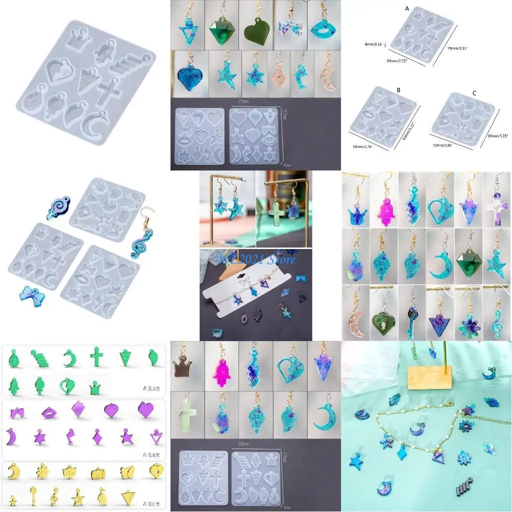 

G5GC Resin Earring Moulds Boho Flower Moon for Key Star Silicone Moulds Jewelry