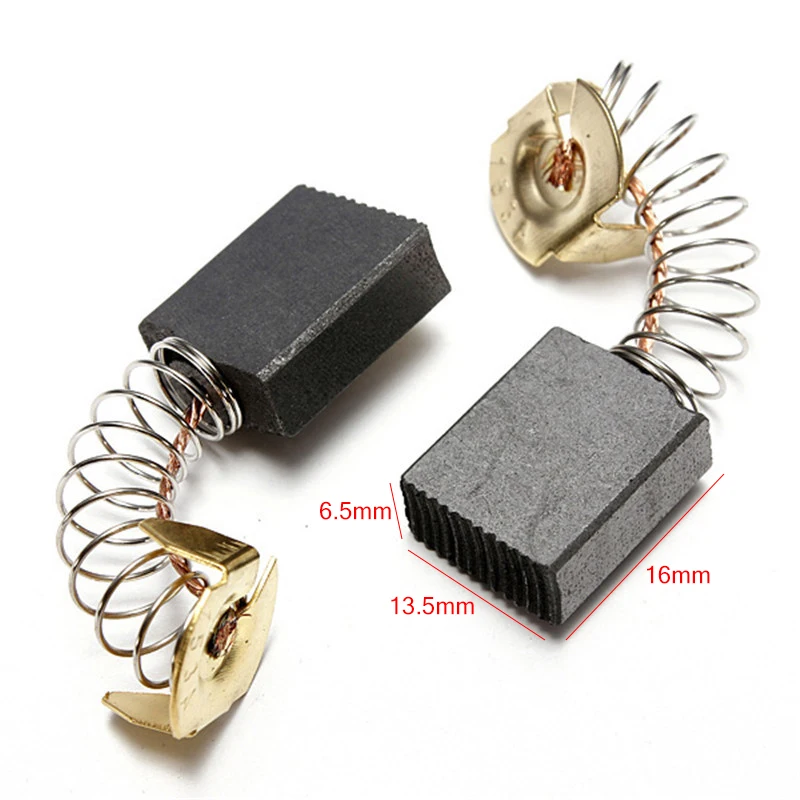 スーパーグラファイト電動モーターブラシ、カーボンブラシ、スプリングパワーツール、6.5x13.5x16mm、10個