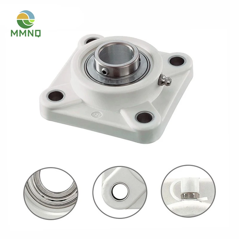 1PCS SUCFPL204 Square Flange Insert Bearing PBT Plastic Housing Stainless Steel Waterproof Dustproof Anti-Corrosion