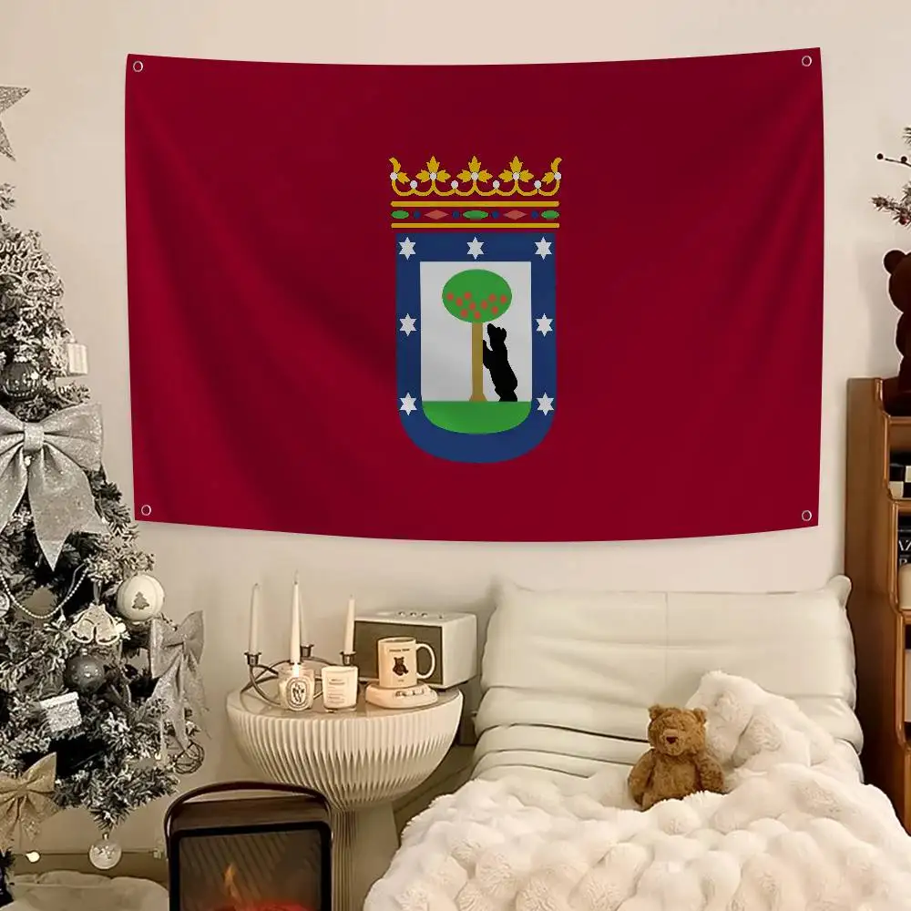 Escudo De Madrid Flag Banners Four Hole Flag Polyester Outdoor Decor Room Aesthetic