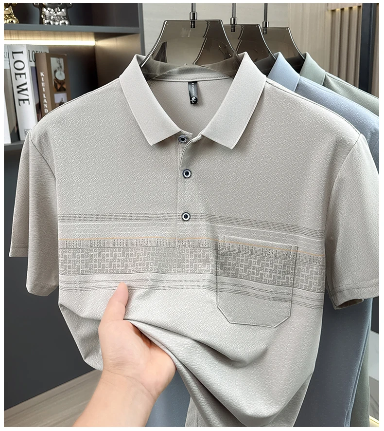 Einzigartiges bedrucktes Kurzarm-Poloshirt für Herren, modische Tasche, hochwertiger Komfort, atmungsaktiv, Sommer, neues Business-Casual-T-Shirt – Detail 13