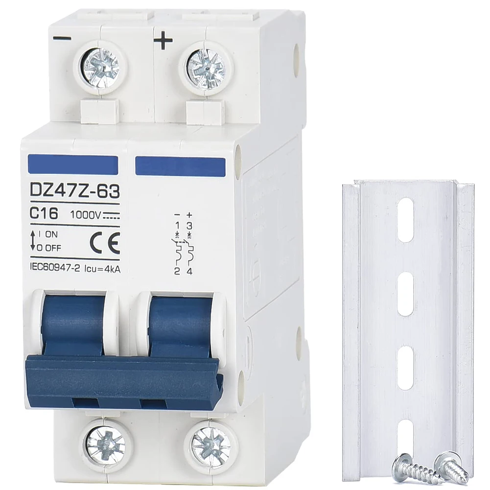 Fast Trip DC Miniature Circuit Breaker  2 Pole 1000V 32 Amp  Reliable Safety for DC Power Systems  Easy Installation on DIN Rail