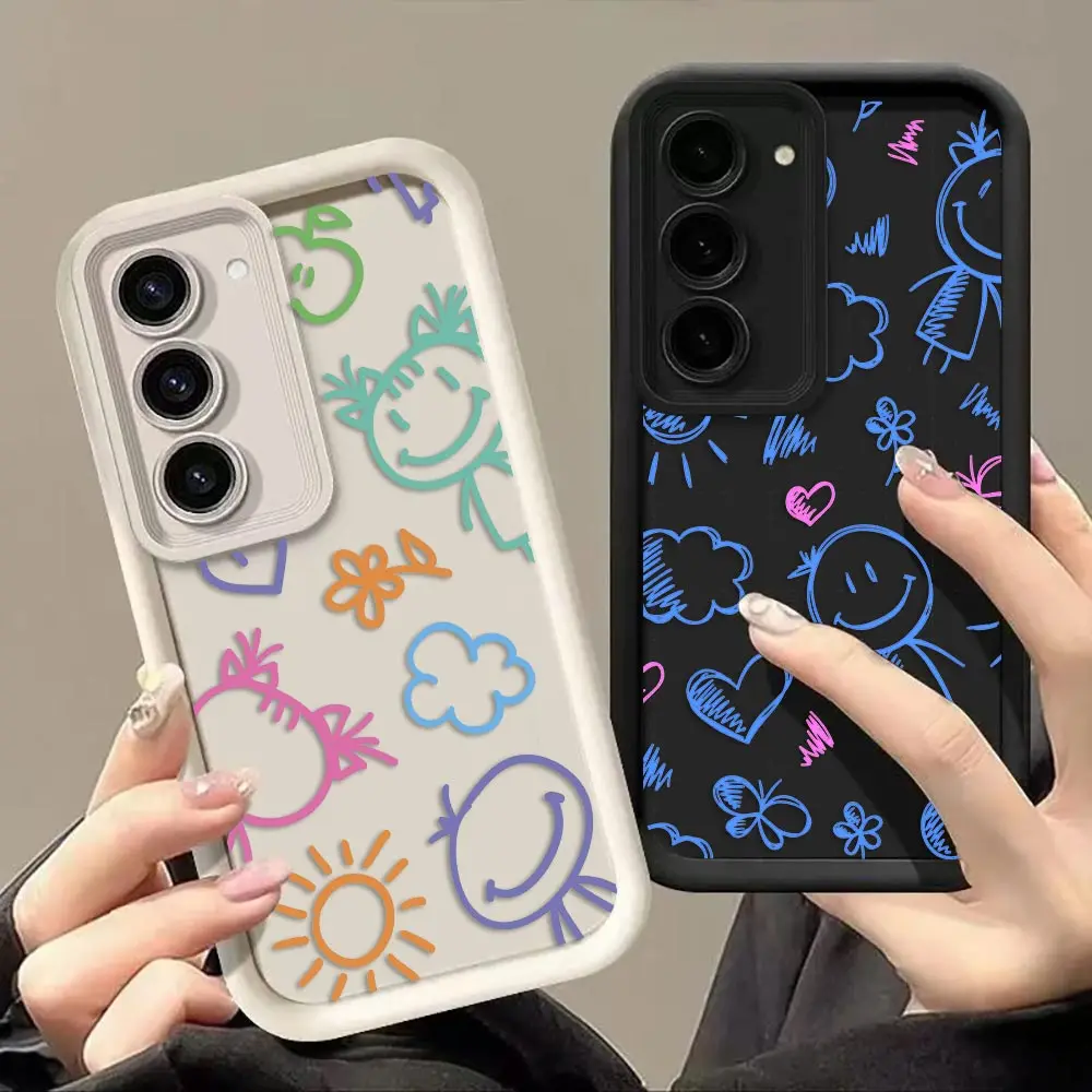 Hand-drawn Summer Doodles Cover Phone Case For Samsung A07 A24 A34 A50 A03S A04E A05 A05S A06 A12 M16 M34 M36 M54 NOTE 20 Case
