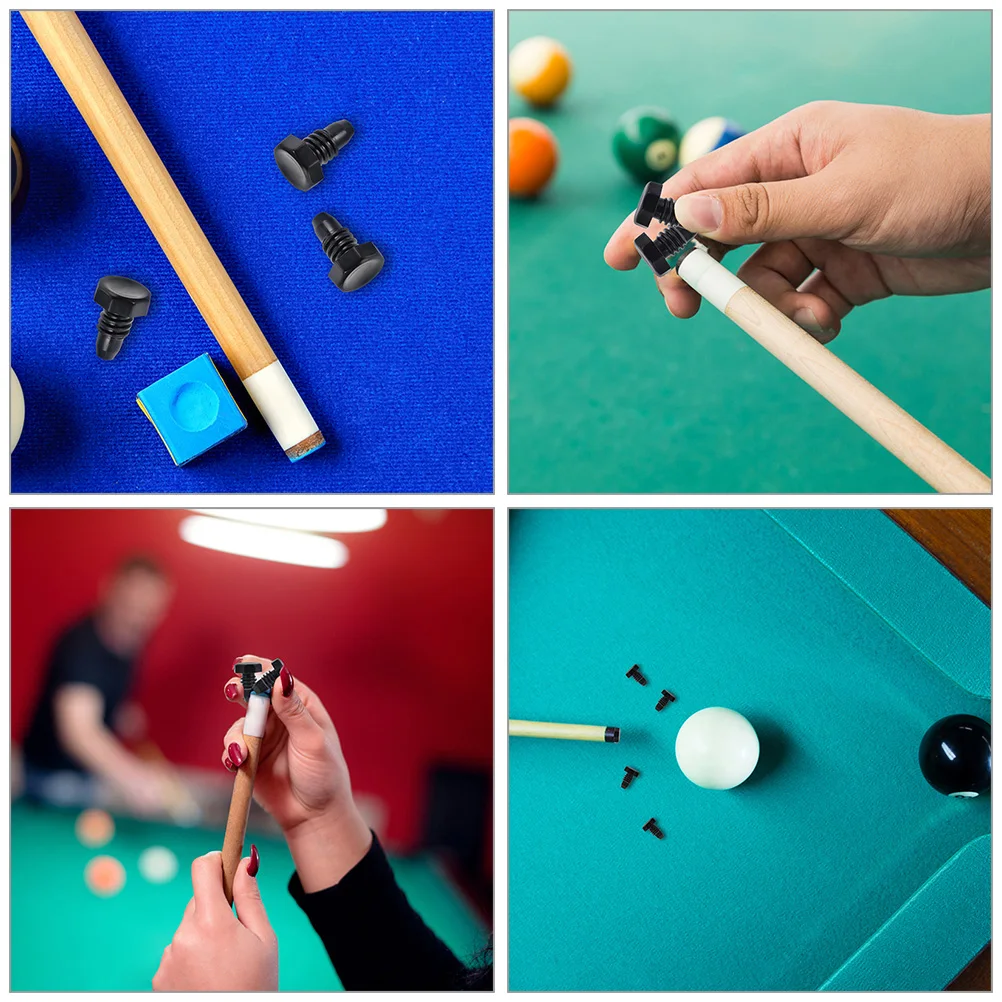

6pcs Black Plastic Billiard Cue Tail Covers Durable Protect Cues Damage Vibration Proof Round Tooth Style Pool Supplies