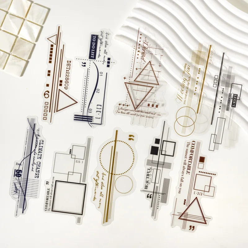 

Card Lover 20 шт. [Геометрическая серия Interweave] День Ночь Урозма Волна Туман Синий Базовые линии Элементы Наклейки для скрапбукинга