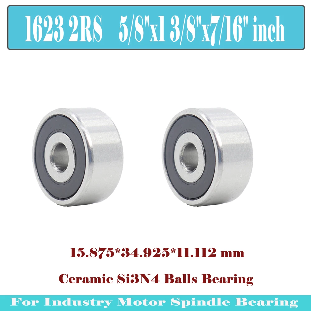 2PC 1623 Hybrid Ceramic Bearing 15.875*34.925*11.112 mm Industry Motor Spindle 1623HC Hybrids Si3N4 Ball Bearings 3NC 1623RS