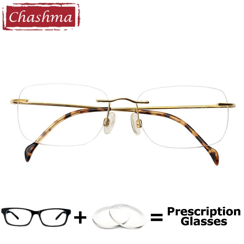 Chashma Prescription Glasses Men Optical Rimless Eyeglasses Frameless Myopia Anti Blue Light UV Protection Lenses for Women