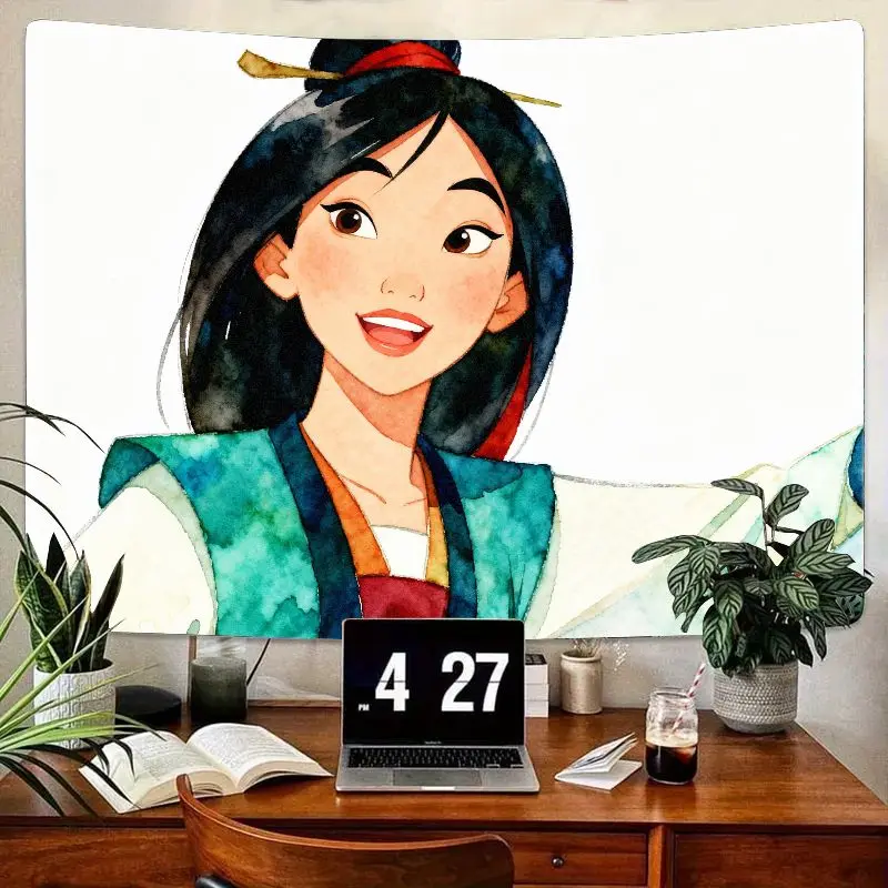 

1 шт. акварель Мулан-воин принцесса гобелен эстетический настенный художественный современный полиэстер декор комнаты для девочек спальня гостиная подарок