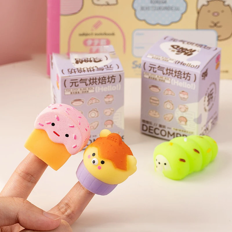 Cartoon Simulation Hamburg Pizza Soft gel Ice Cream Blind Bag Surprise Blind Box Style Random Toy Ornament Decompression Toy