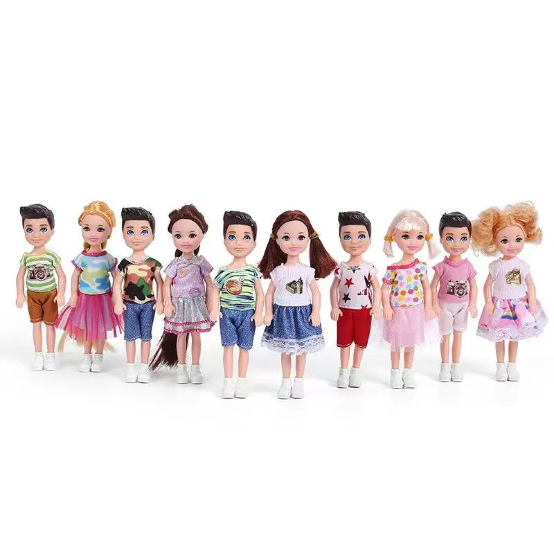 Mini Figures 5.5 Inch Baby Doll Kawaii 7 Items /Lot Shoes Fashion Clothes Dress Accessories For Barbie Family DIY Children Game