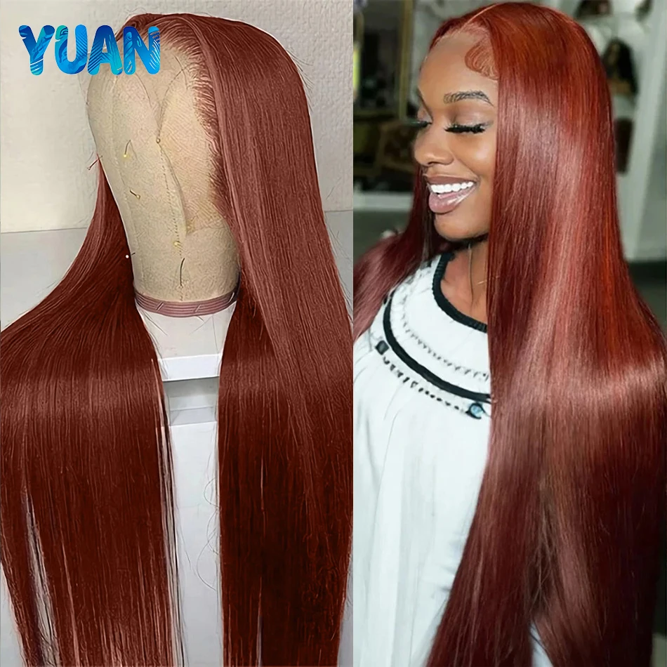 

13x4 Reddish Brown Straight Lace Frontal Human Hair Wig Pre Plucked 13x6 Hd Lace Frontal Wig Brazilian Human Hair Wigs For Women
