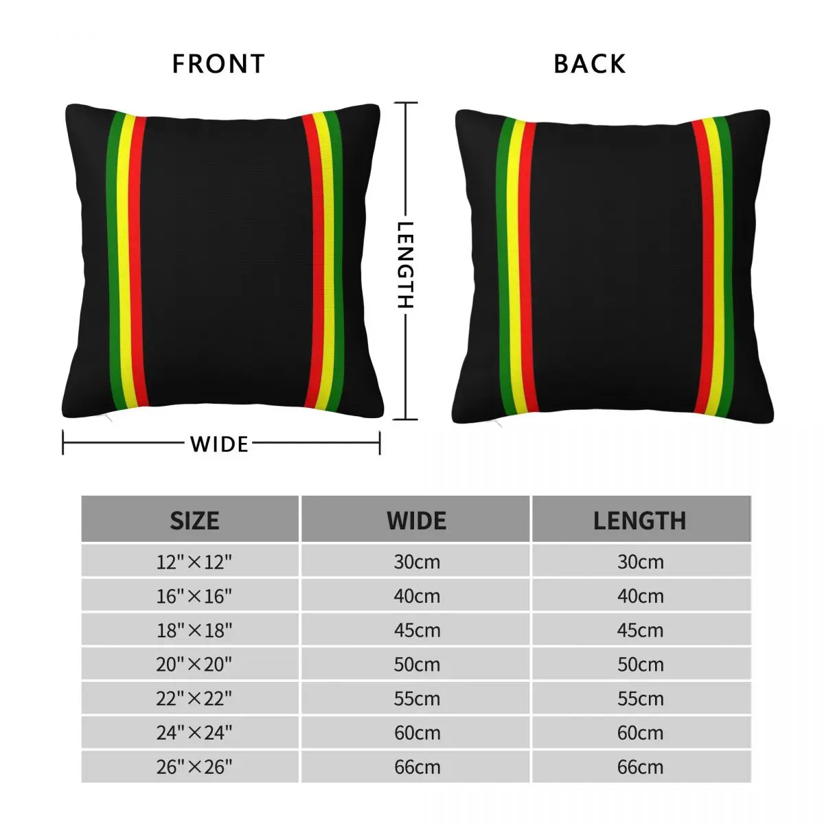 Rasta Stripe Rasta Color Square Pillowcase Polyester Linen Velvet Pattern Zip Decorative Sofa Cushion Cover