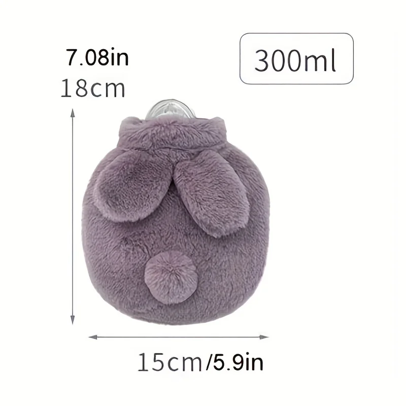 300ML Cute Plush Rabbit Hot Water Bag with Cover For Winter Hand Feet Warmer Explosion-Proof Reusable Jug Bottle for Hot Water