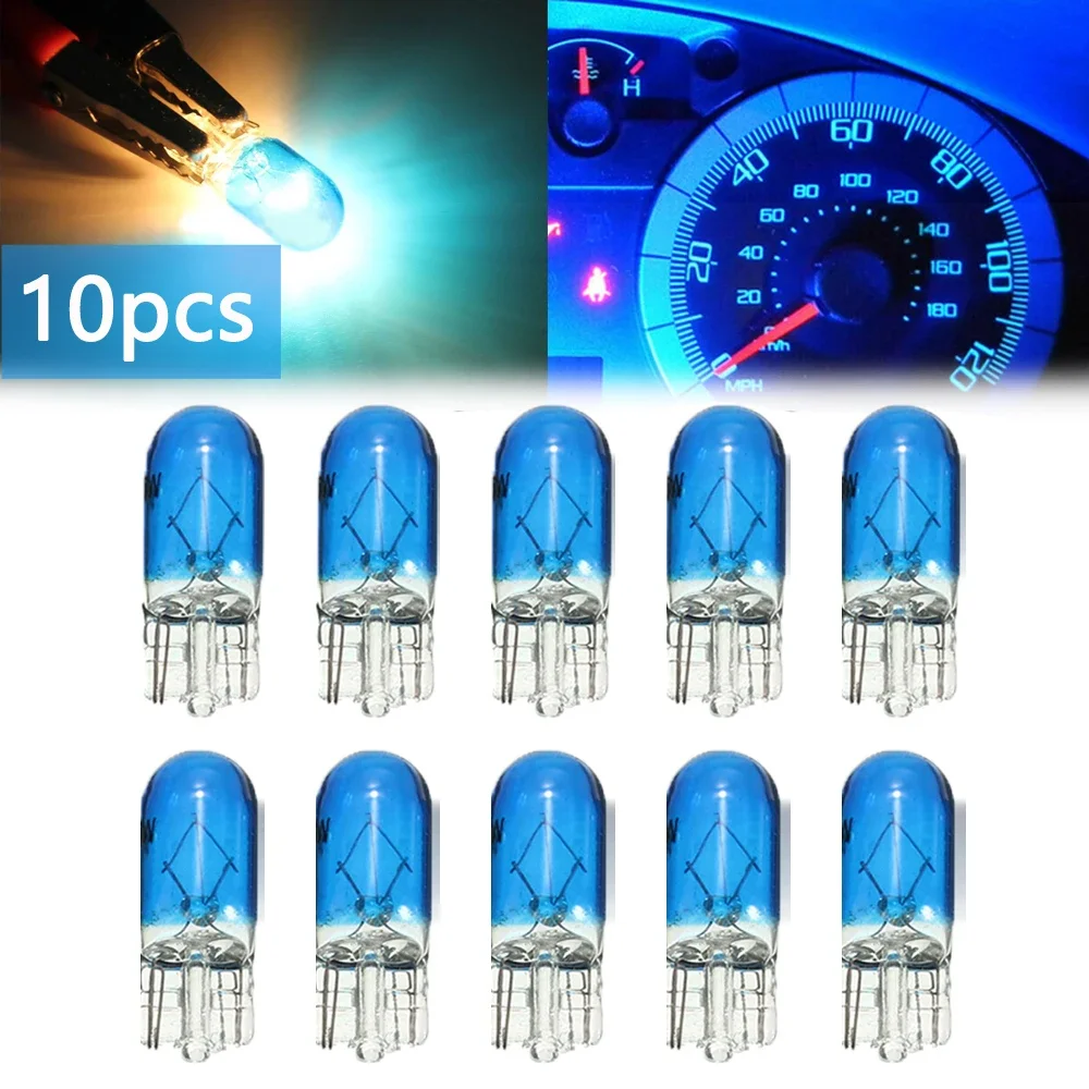 10pcs Blue T10 501 194 12V 3W Wedge Car Auto Interior Side Light Dashboard Dash Panel Gauge Bulb Accessories For Car Styling