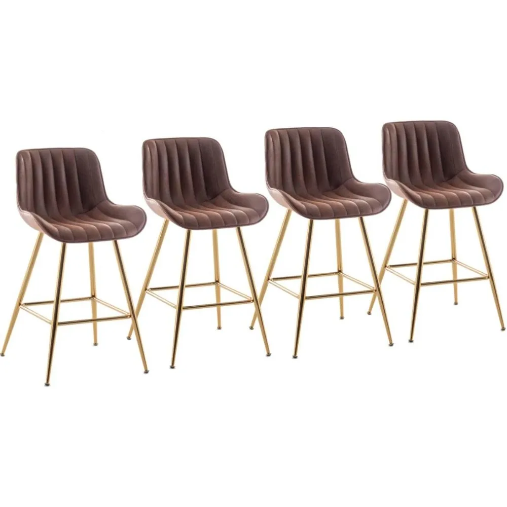 

Bar Stools - Mid Century Counter Height Bar Stools with Velvet Fabric 24 Inches Barstool Set of 4