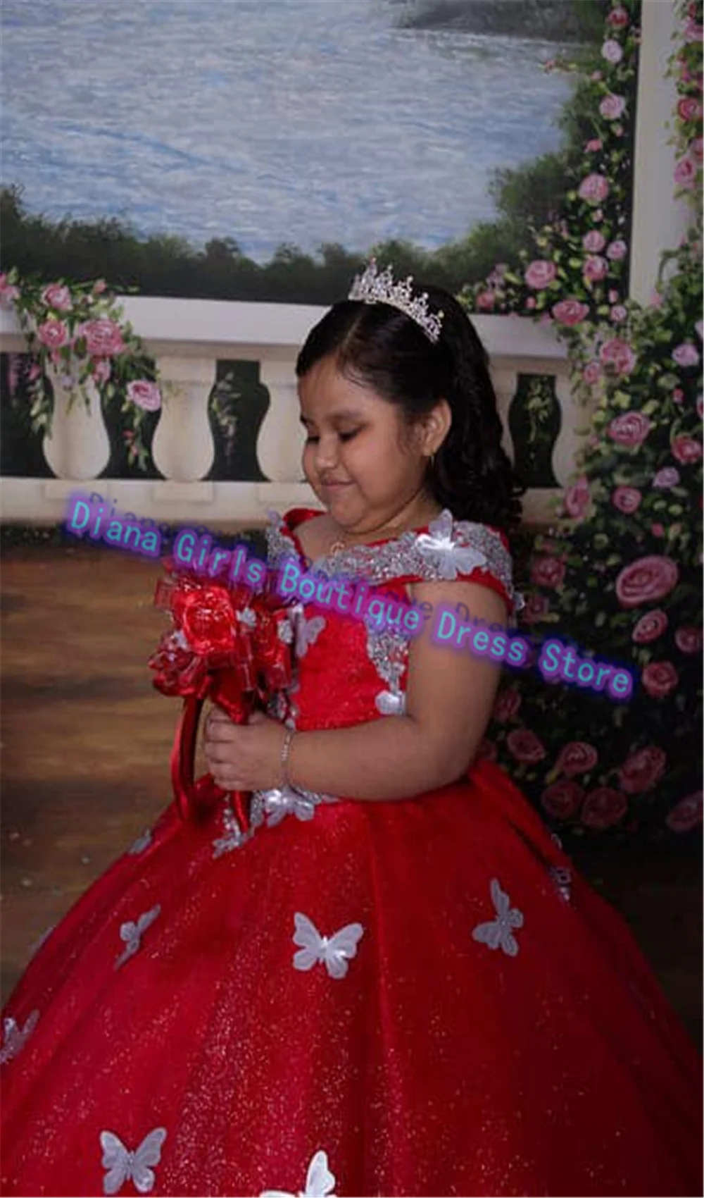 Luxury Red Flower Girl Dress Tulle Puffy With Bow For Little Girls Princess Wedding Birthday Party Dresses Customised Gowns