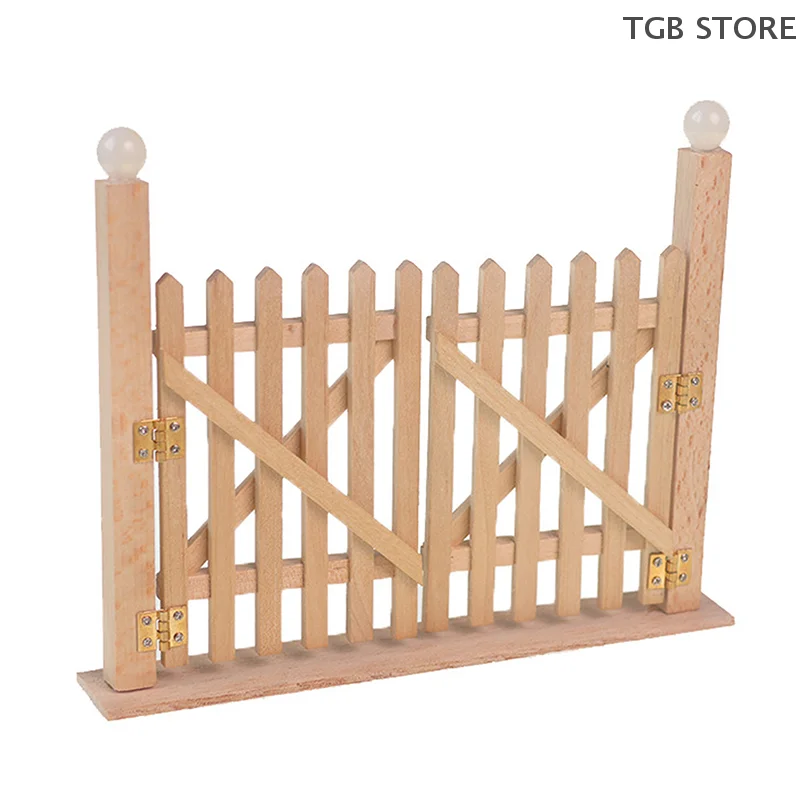 

1/12 Wood Fence Gate Model Miniature Fairy Garden Door Dollhouse Simulation Furniture Decoration Toys