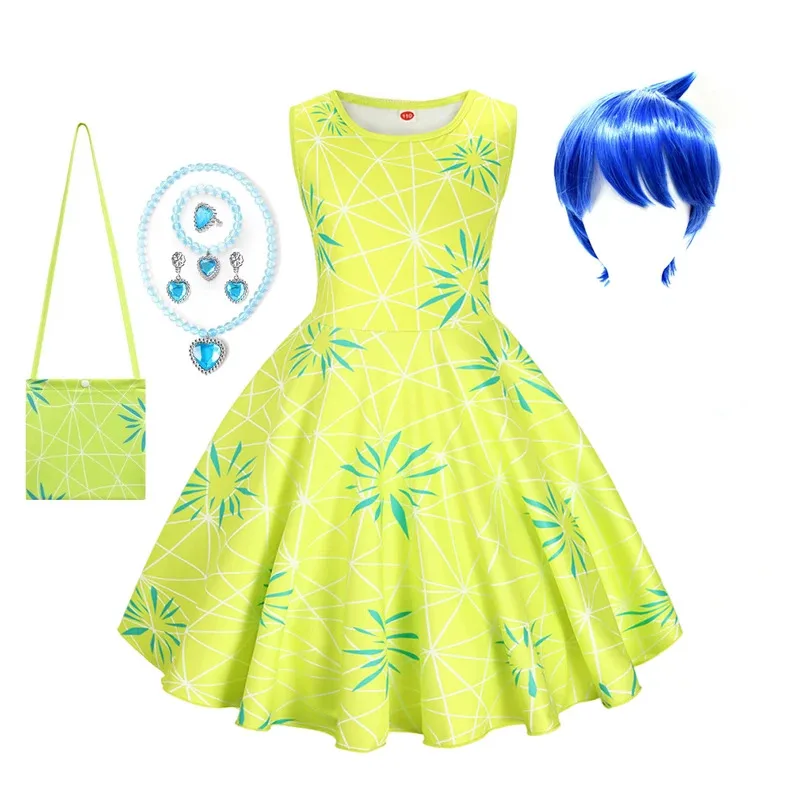 فستان الأميرة التنكري للفتيات من فيلم Happy Role Playing + فستان حفلات مطبوع عليه فتاة الهالوين وأعياد الميلاد باللون الأخضر