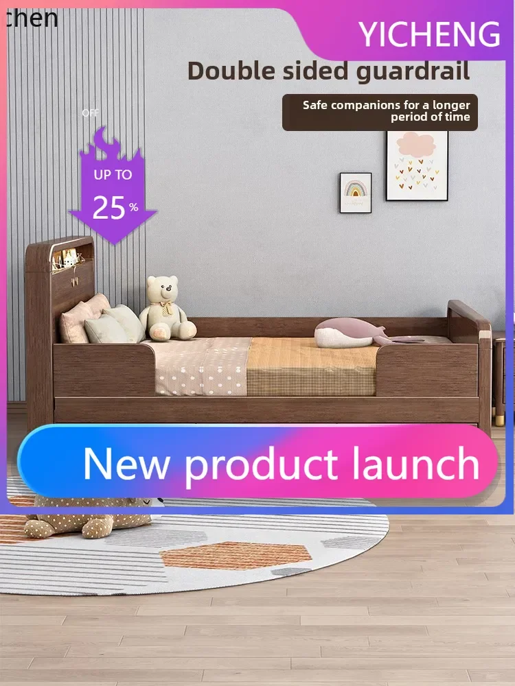 LYY simple solid wood room with guardrail small apartment single bed with drawer storage