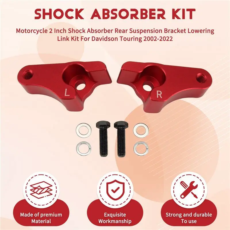 AS57-Rear Suspension Bracket Lowering Link Kit 2 Inch Shock Absorber For Davidson Touring Motorcycles 2002-2022