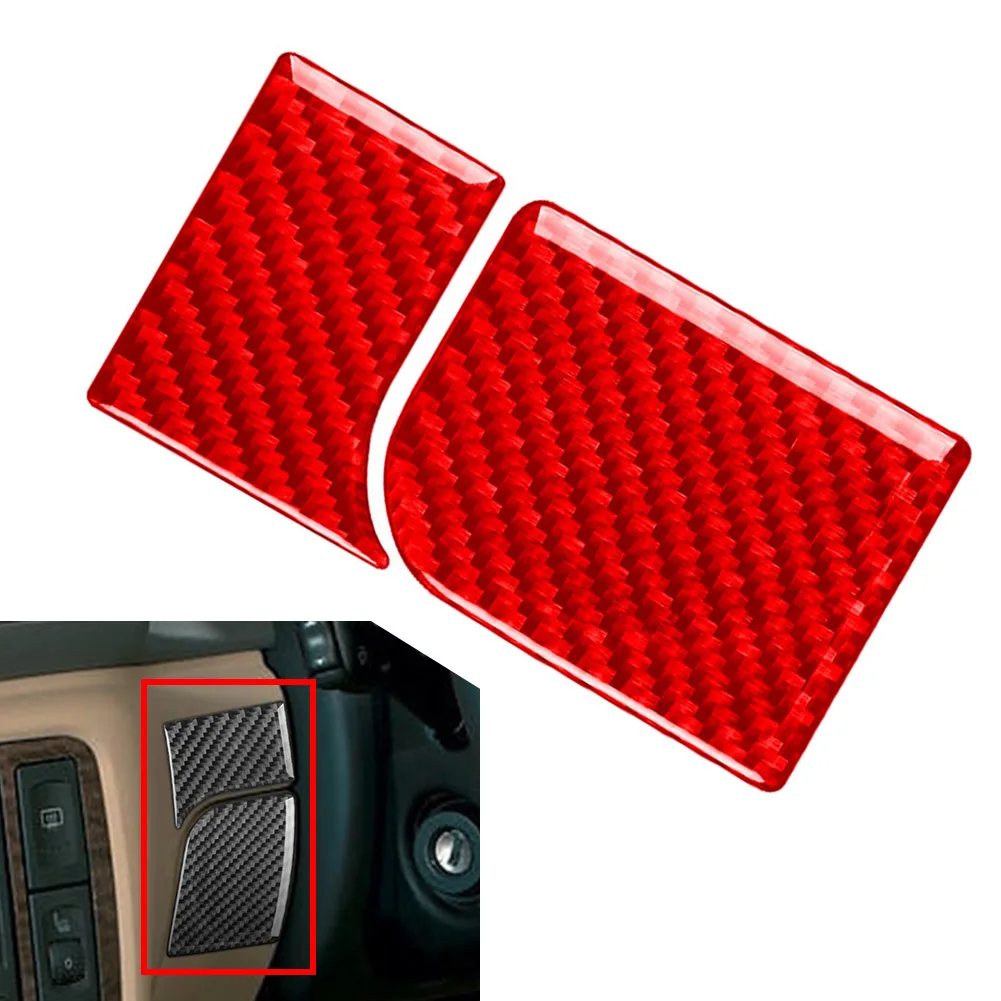 Steering Wheel Right Side Panel Sticker Cover Headlight Switch Trim RHD 2Pcs For Volkswagen Passat B5 2001-2005 Carbon Fiber Red